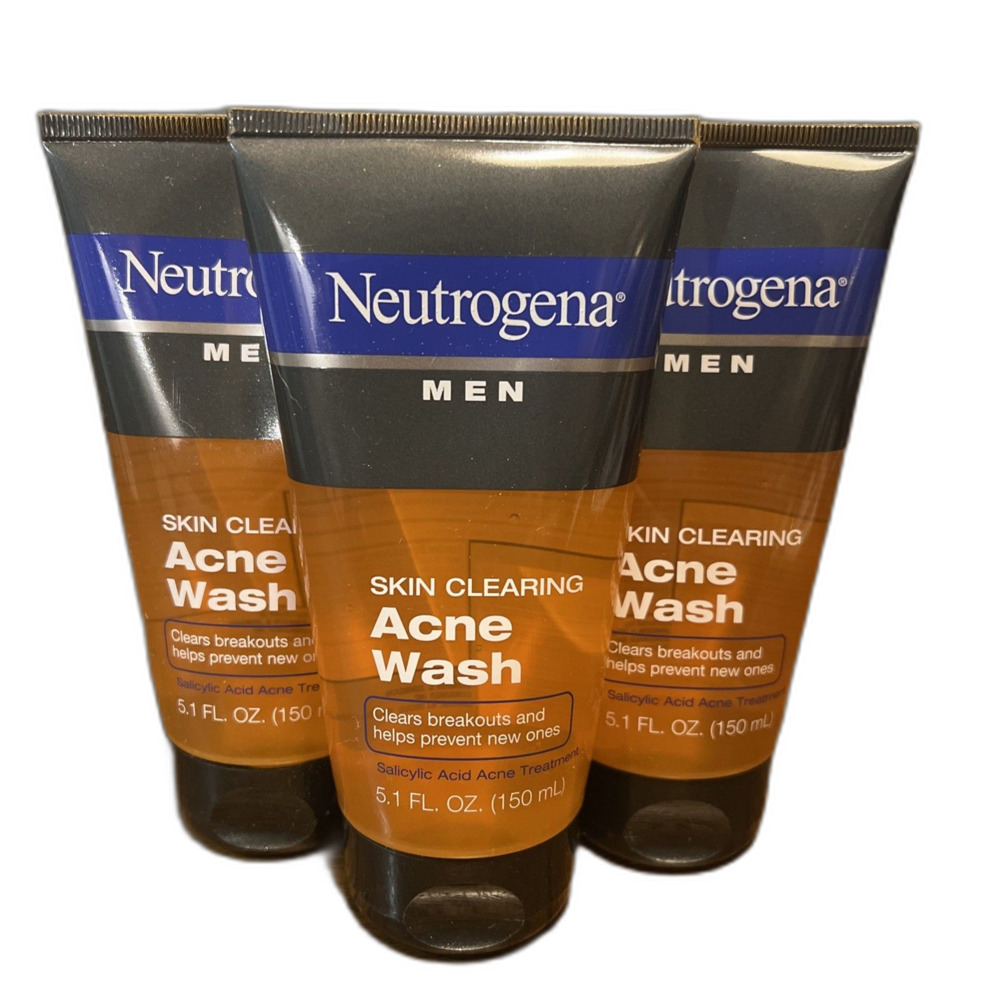 4X  Neutrogena Men Skin Clearing Acne Wash ~ 5.1 fl oz Salicylic Acid Read
